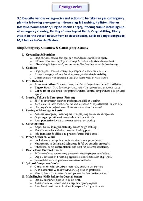 Immediate Crew Actions and Emergency Protocols Immediate Crew Actions and Emergency Protocols